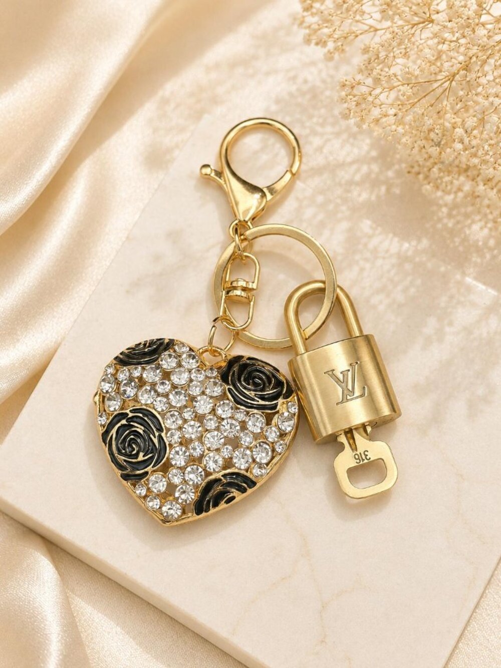 Authentic Louis Vuitton Gold Padlock 🔒 Key Set w/ Unbranded Heart Bag Charm
